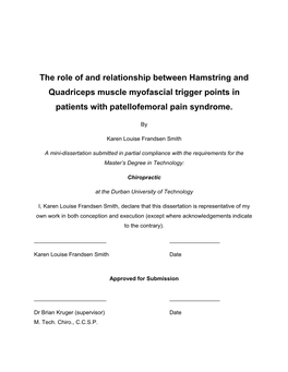 The Role of and Relationship Between Hamstring and Quadriceps Muscle Myofascial Trigger Points in Patients with Patellofemoral Pain Syndrome