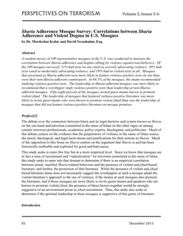 Correlations Between Sharia Adherence and Violent Dogma in U.S