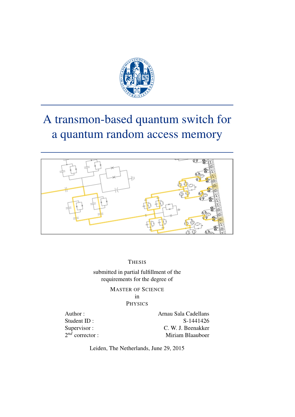 A Transmon-Based Quantum Switch for a Quantum Random Access Memory