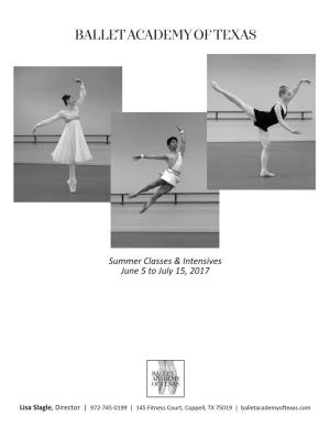 Summer Classes & Intensives June 5 to July