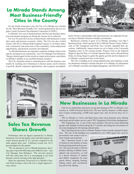 New Businesses in La Mirada Sales Tax Revenue Shows Growth La