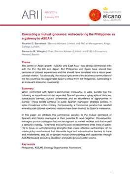Rediscovering the Philippines As a Gateway to ASEAN Ricardo G