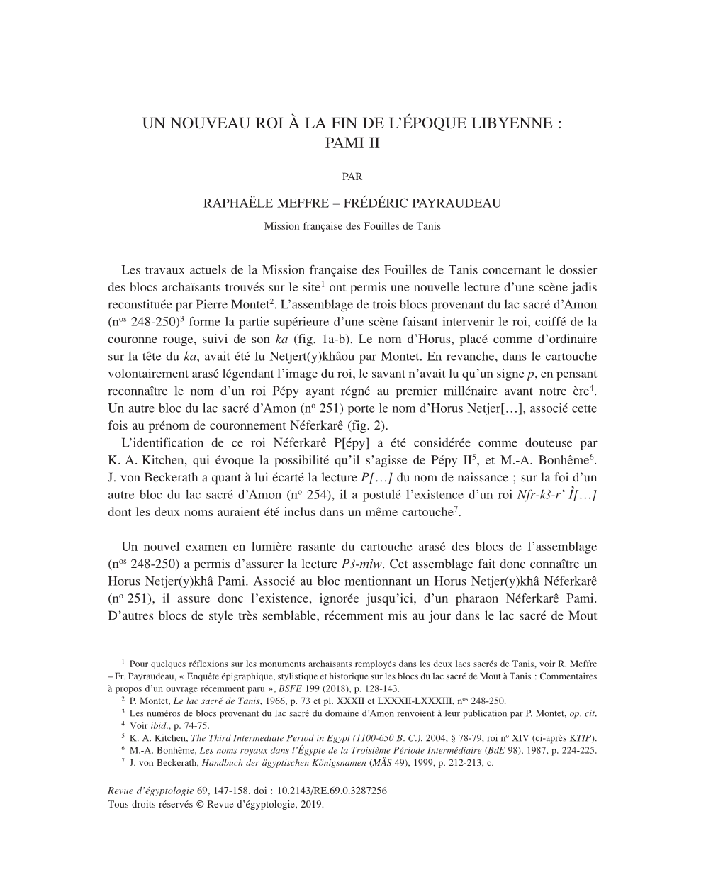 Un Nouveau Roi À La Fin De L'époque Libyenne : Pami Ii