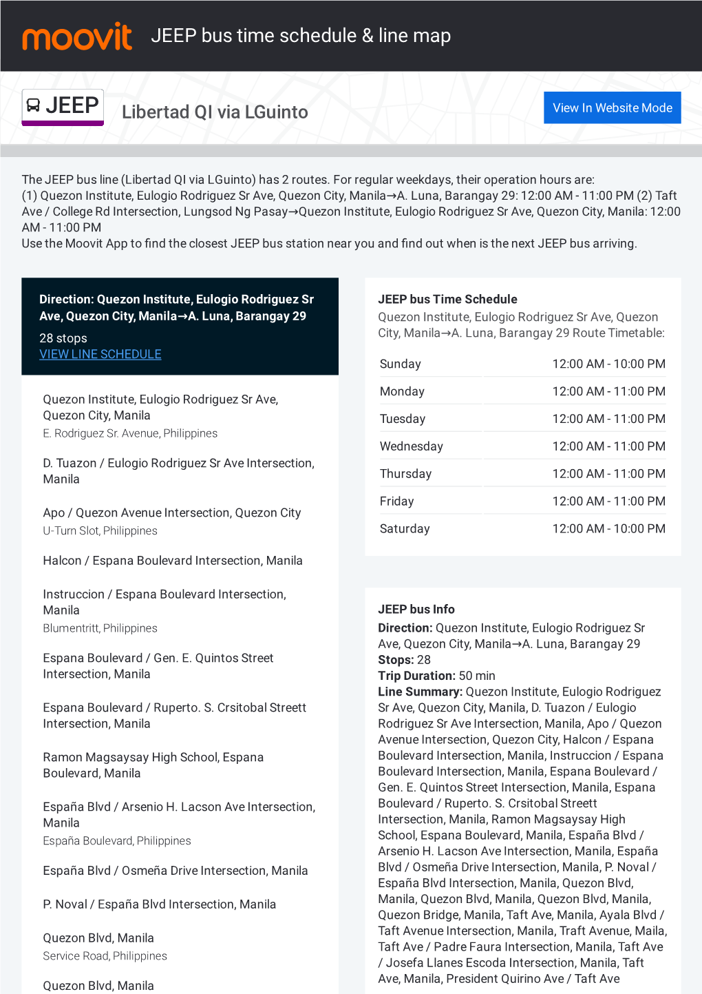 JEEP Bus Time Schedule & Line Route