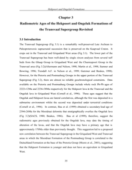 Chapter 3 Radiometric Ages of the Hekpoort and Ongeluk Formations of the Transvaal Supergroup Revisited