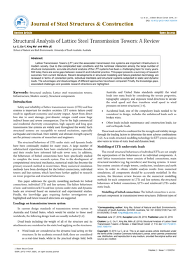 Structural Analysis of Lattice Steel Transmission Towers: a Review
