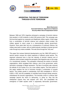 Argentina: the End of Terrorism Through State Terrorism