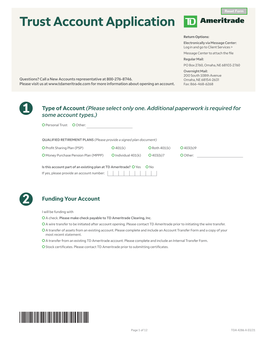 Trust Account Application-TDA 0321