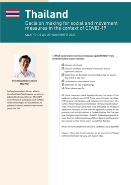 Thailand Decision Making for Social and Movement Measures in the Context of COVID-19 SNAPSHOT AS of NOVEMBER 2020