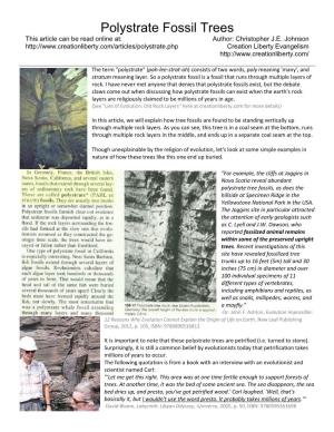Polystrate Fossil Trees This Article Can Be Read Online At: Author: Christopher J.E