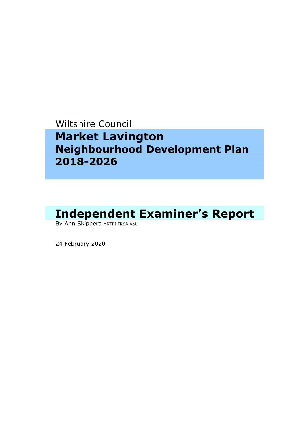 Market Lavington Independent Examiner's Report