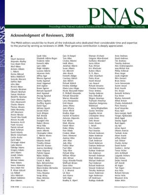 Acknowledgment of Reviewers, 2008