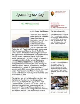 The "AT" Experience the Newsletter of Delaware Water Gap National Recreation Area Vol