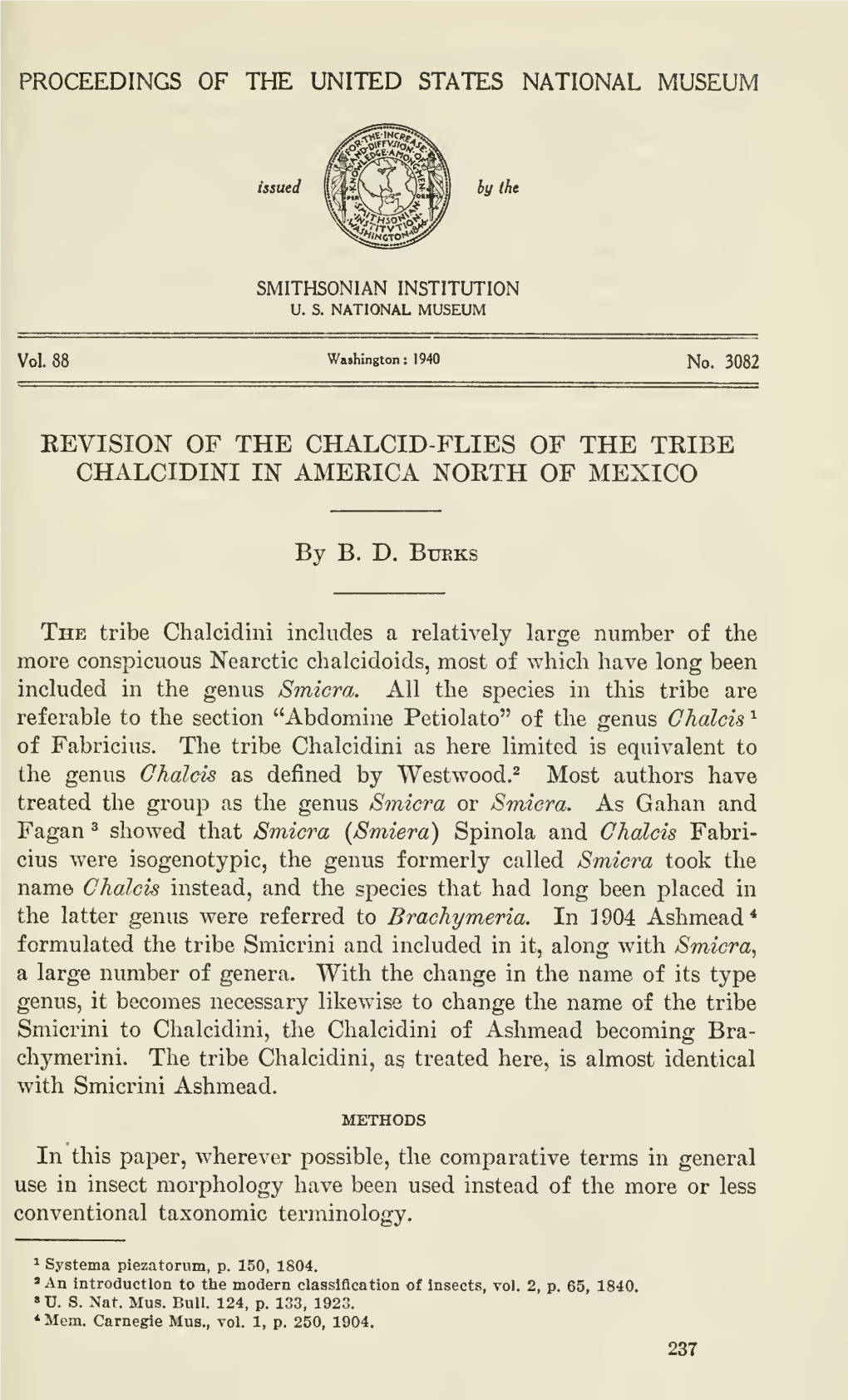 Revision of the Chalcid-Flies of the Tribe Chalcidini in America North of Mexico