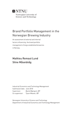 Brand Portfolio Management in the Norwegian Brewing Industry