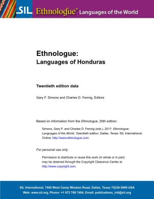 Ethnologue: Languages of Honduras Twentieth Edition Data