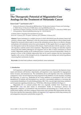 The Therapeutic Potential of Migrastatin-Core Analogs for the Treatment of Metastatic Cancer