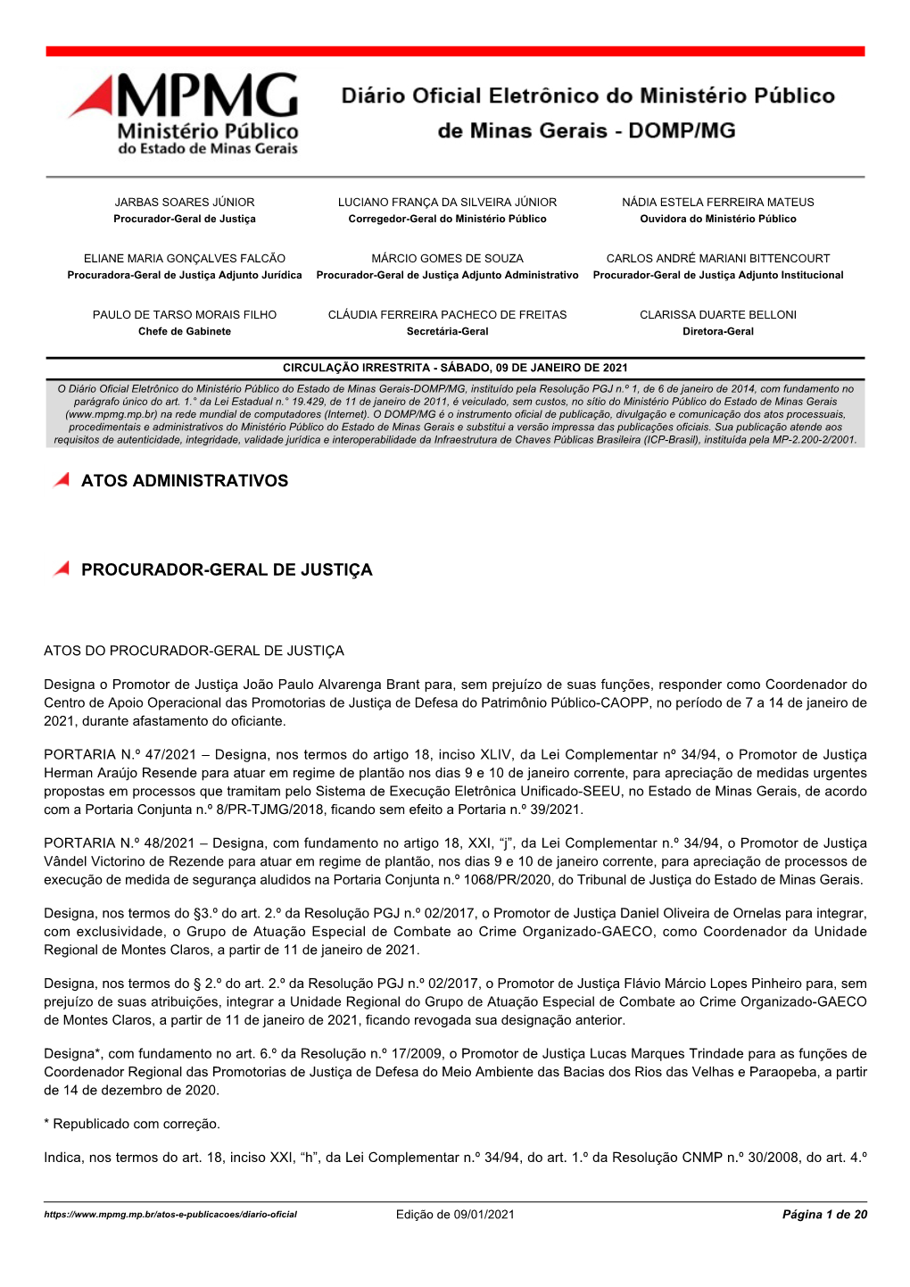 Atos Administrativos Procurador-Geral De Justiça