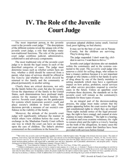 IV. the Role of the Juvenile Court Judge