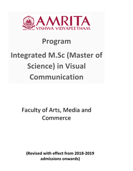 Syllabus: Integrated M. Sc. in Visual Communication