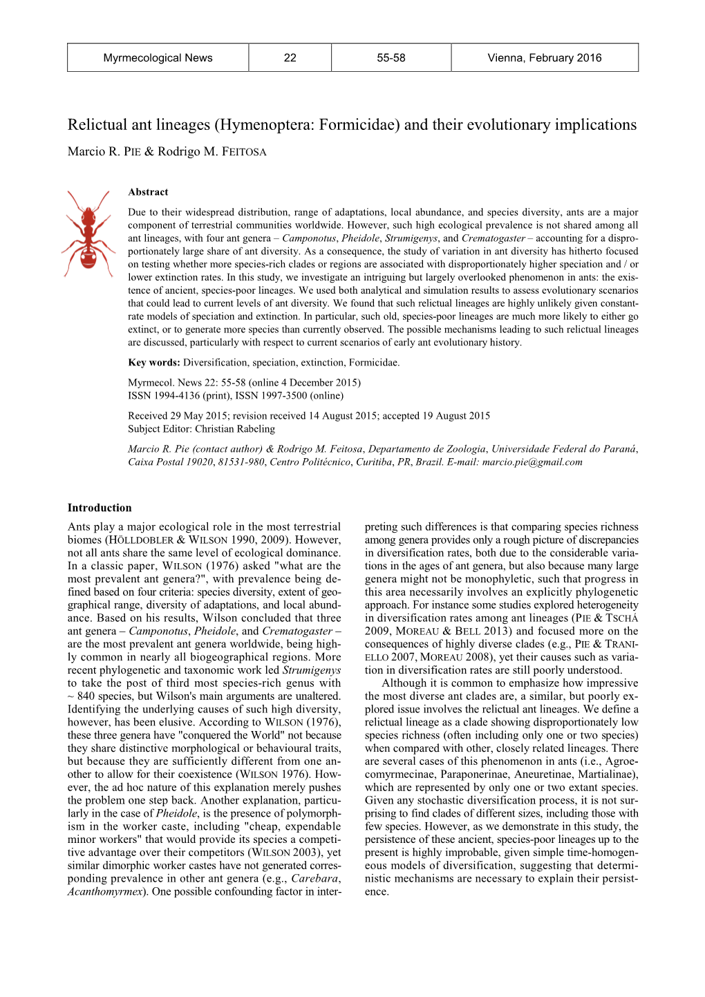 Relictual Ant Lineages (Hymenoptera: Formicidae) and Their Evolutionary Implications