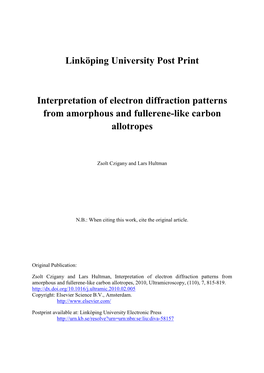 Interpretation of Electron Diffraction Patterns from Amorphous and Fullerene-Like Carbon Allotropes