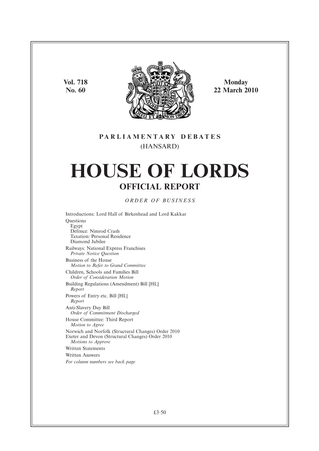 House of Lords Official Report