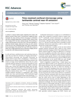 Time-Resolved Confocal Microscopy Using Lanthanide Centred Near-IR