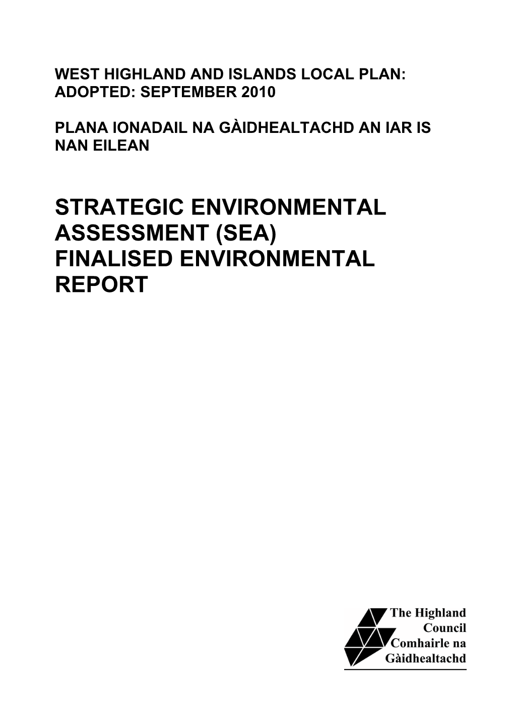 Finalised Environmental Report