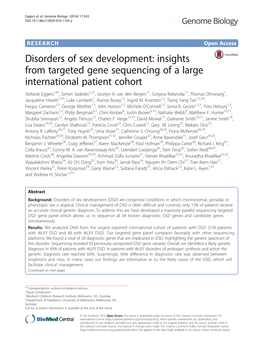 Disorders of Sex Development: Insights from Targeted Gene Sequencing of a Large International Patient Cohort Stefanie Eggers1,4†, Simon Sadedin1,2†, Jocelyn A