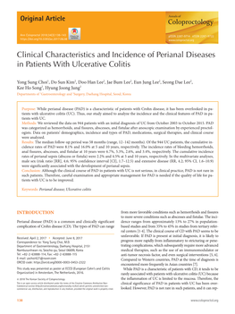 Clinical Characteristics and Incidence of Perianal Diseases in Patients with Ulcerative Colitis