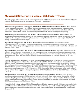 Bibliography of Unpublished Manuscripts