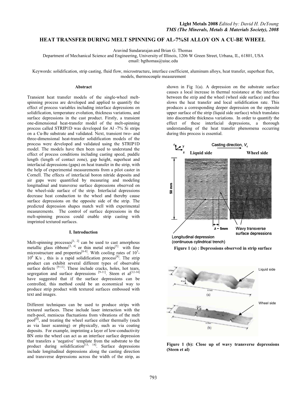 Heat Transfer During Melt Spinning of Al-7%Si Alloy on a Cu-Be Wheel