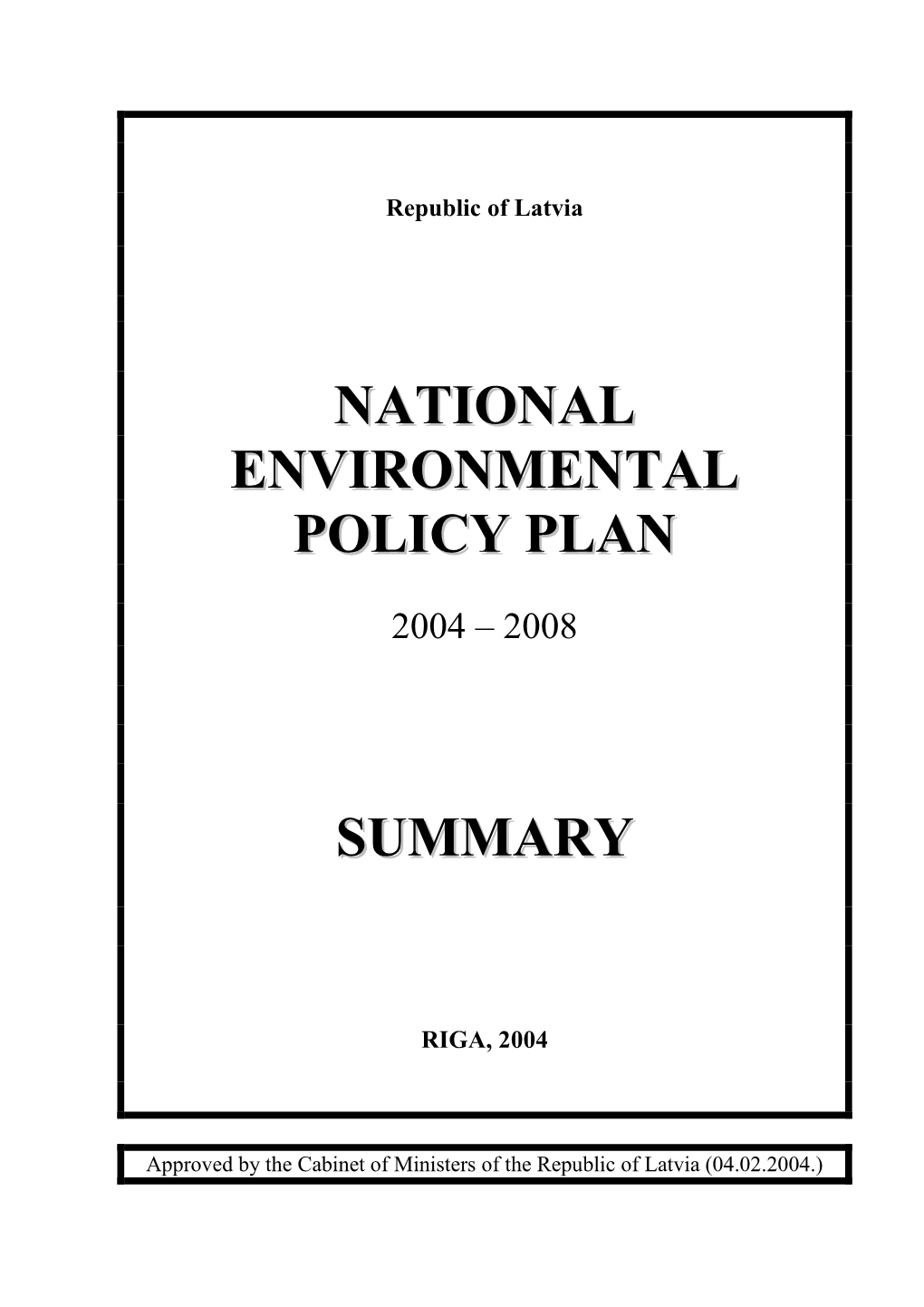 National Environmental Policy Pla Nn Summary