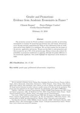 Gender and Promotions: Evidence from Academic Economists in France ∗