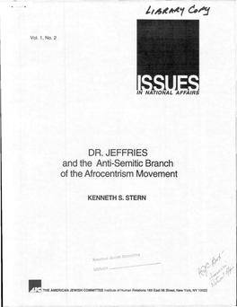 DR. JEFFRIES and the Anti-Semitic Branch of the Afrocentrism Movement