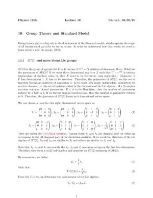 10 Group Theory and Standard Model