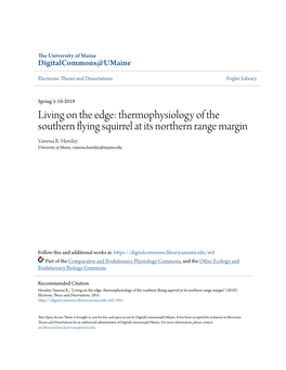 Thermophysiology of the Southern Flying Squirrel at Its Northern Range Margin Vanessa R