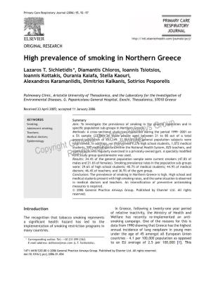 High Prevalence of Smoking in Northern Greece