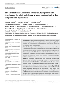 (ICS) Report on the Terminology for Adult Male Lower Urinary Tract and Pelvic Floor Symptoms and Dysfunction