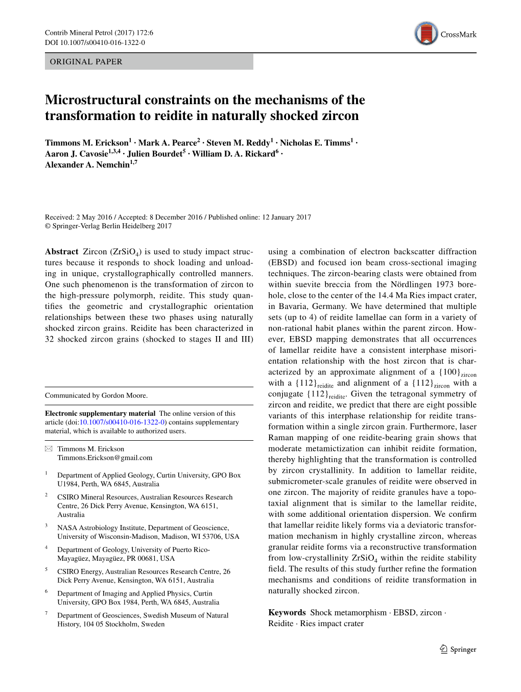 Microstructural Constraints on the Mechanisms of the Transformation to Reidite in Naturally Shocked Zircon