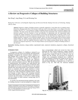 A Review on Progressive Collapse of Building Structures