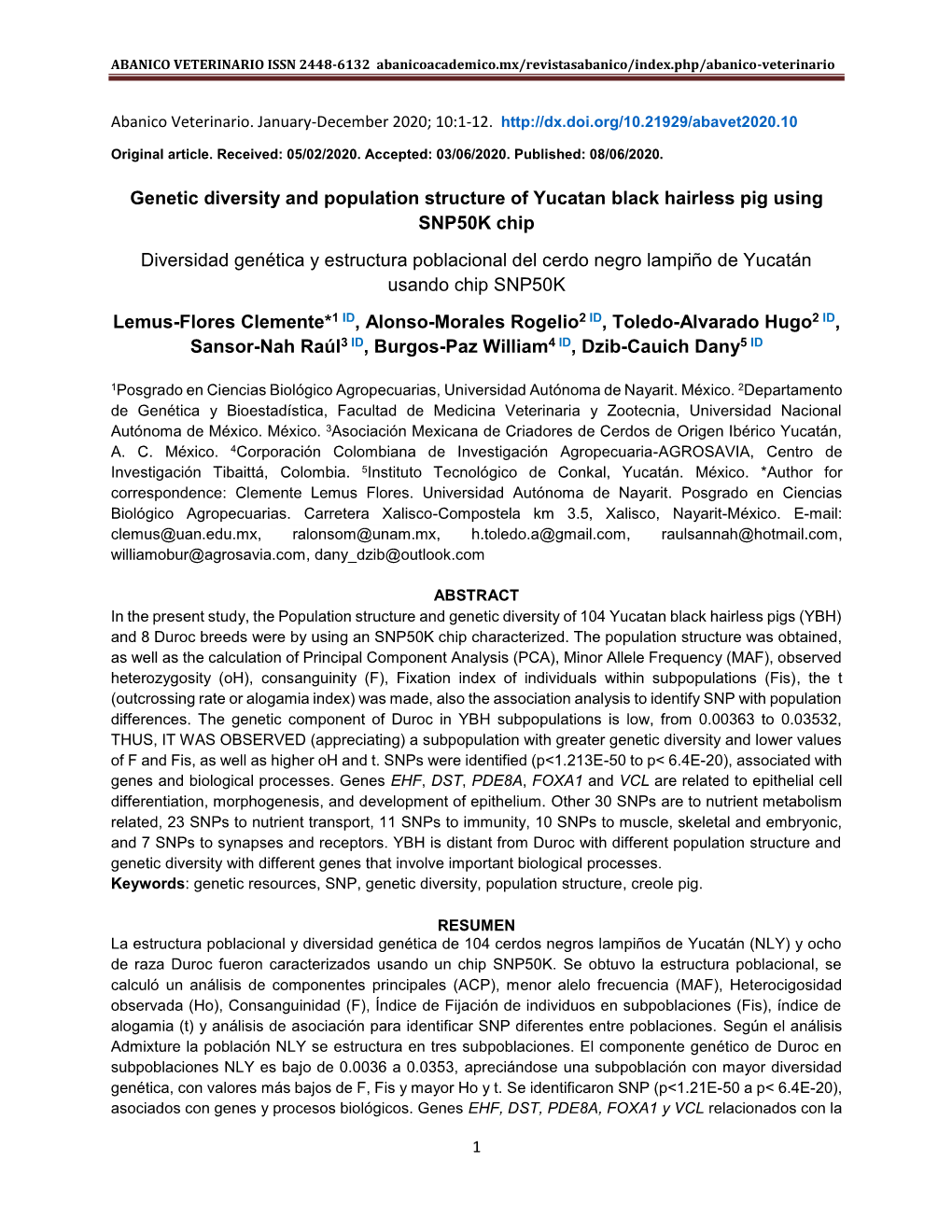 Genetic Diversity and Population Structure of Yucatan Black Hairless