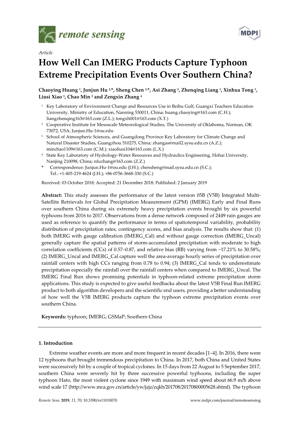 How Well Can IMERG Products Capture Typhoon Extreme Precipitation Events Over Southern China?