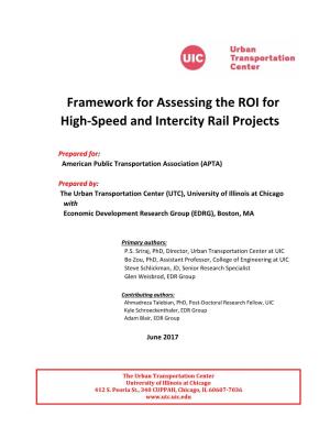 Framework for Assessing the ROI for High-Speed and Intercity Rail Projects