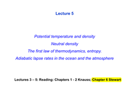 Lecture 5 Potential Temperature and Density Neutral