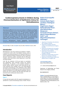 Cardiorespiratory Events in Children During Chemoembolization of Ophthalmic Artery for Retinoblastoma
