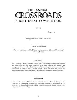 Annual Crossroads Short Essay Competition 2009