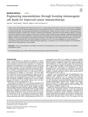 Engineering Nanomedicines Through Boosting Immunogenic Cell Death for Improved Cancer Immunotherapy