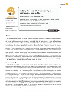 An Early Oligocene Fish-Fauna from Japan Reconstructed from Otoliths